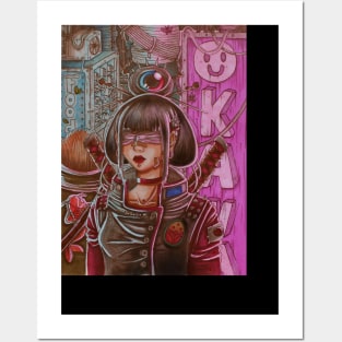 Cyberpunk geisha Posters and Art